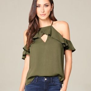 Bebe Brooke Flutter Sleeve Top